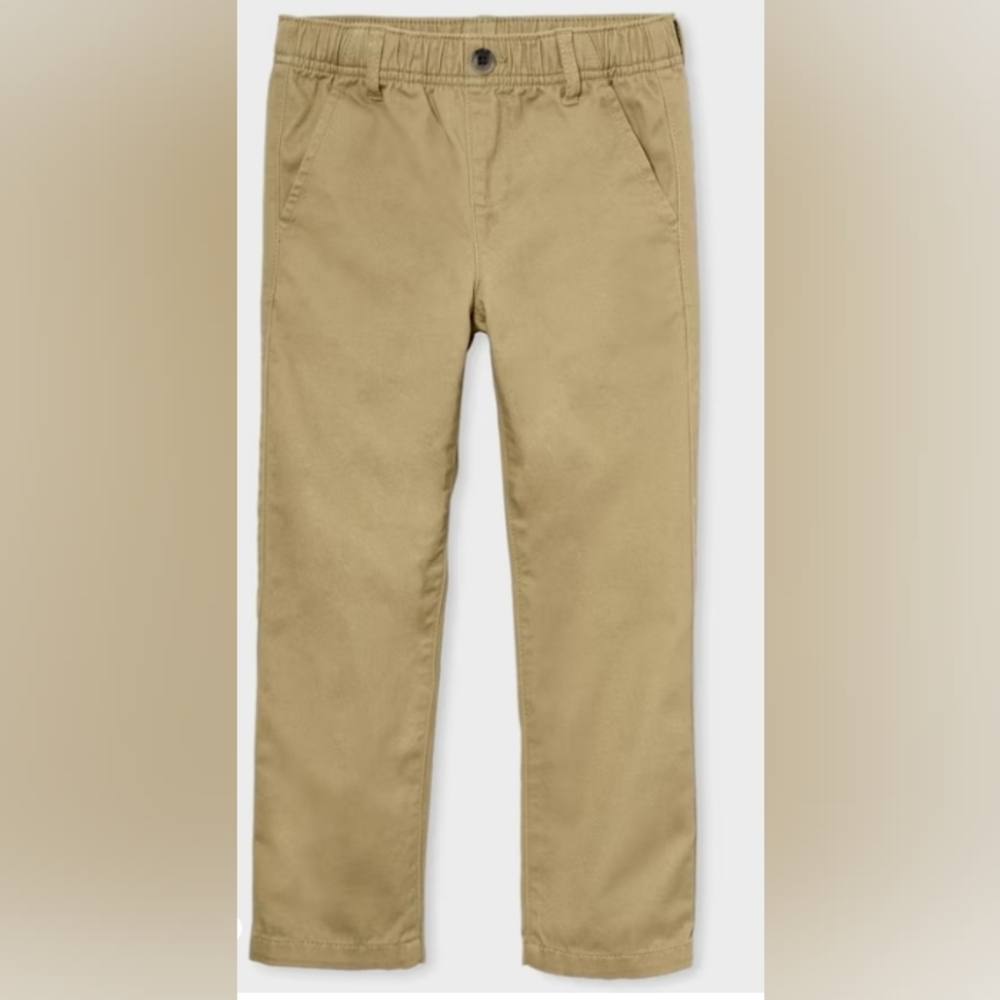 Boys Uniform Stretch Pull On Straight Chino Pants - tan